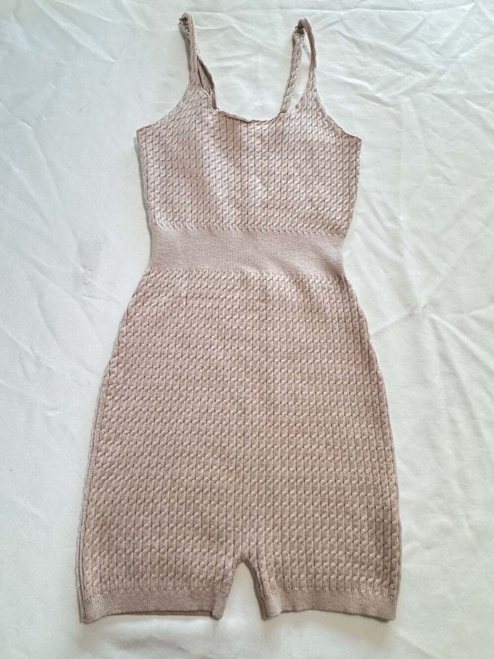 Taupe Textured Knit Bodycon Romper Soft Girl Lounge